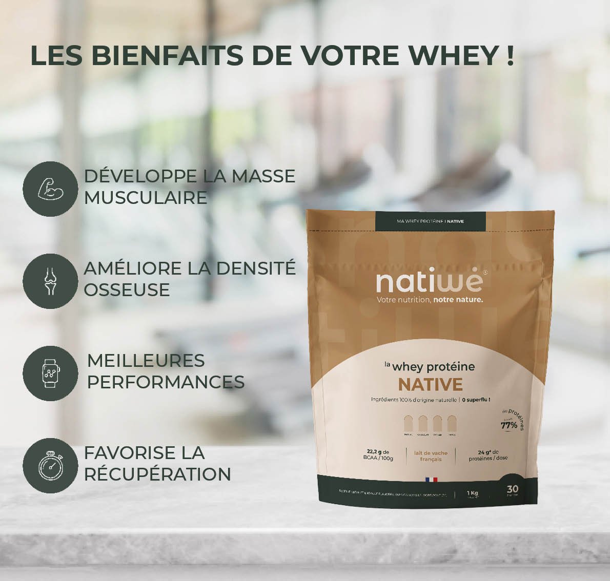 Whey protéine Native - les bienfaits de votre whey - Natiwé