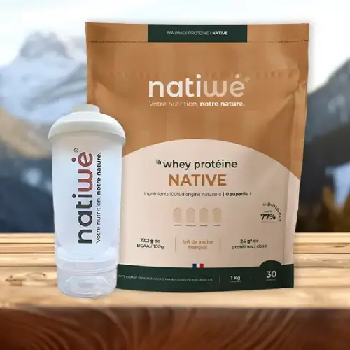 Shaker whey natiwé avec gamme de protéines