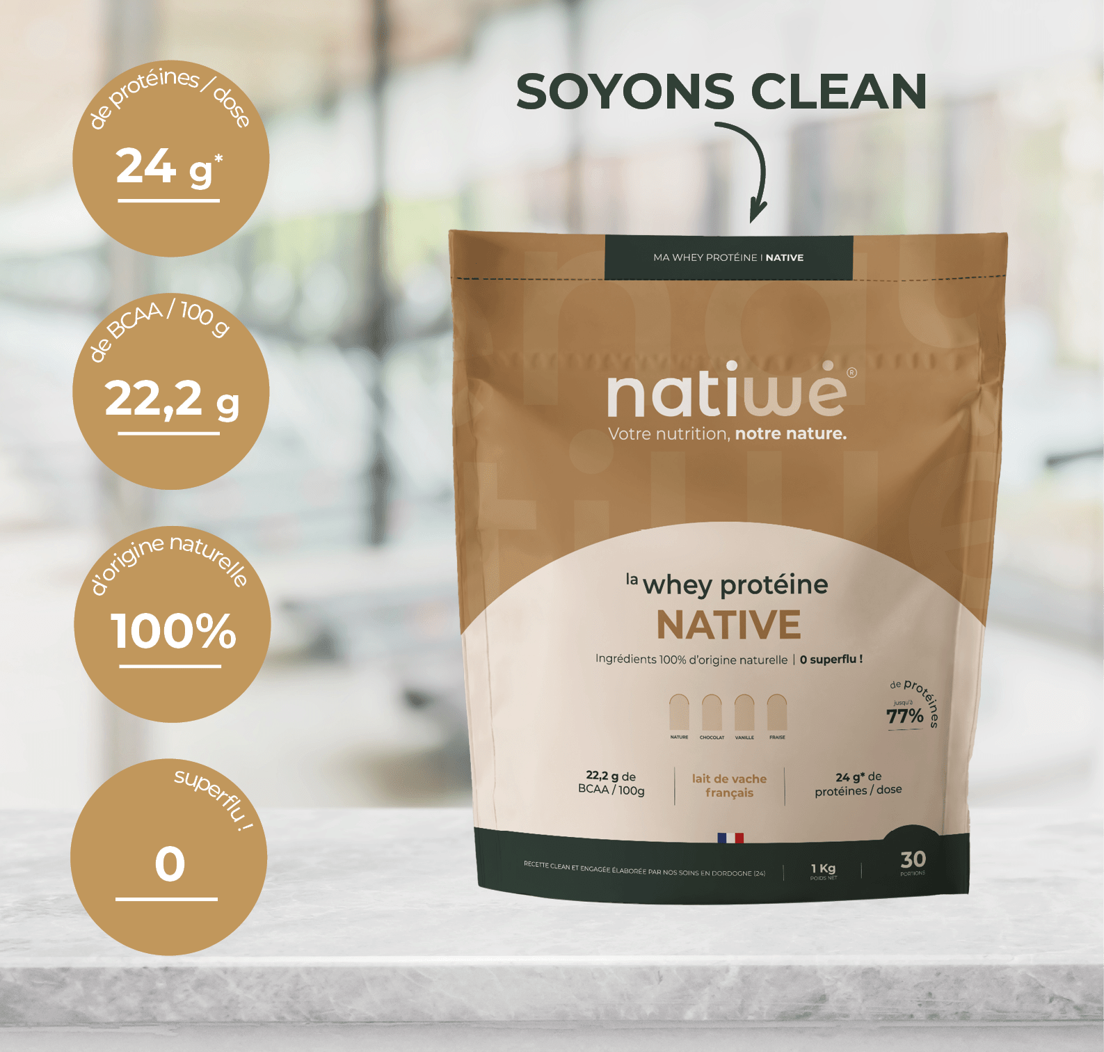 Whey protéine Native - soyons clean - Natiwé