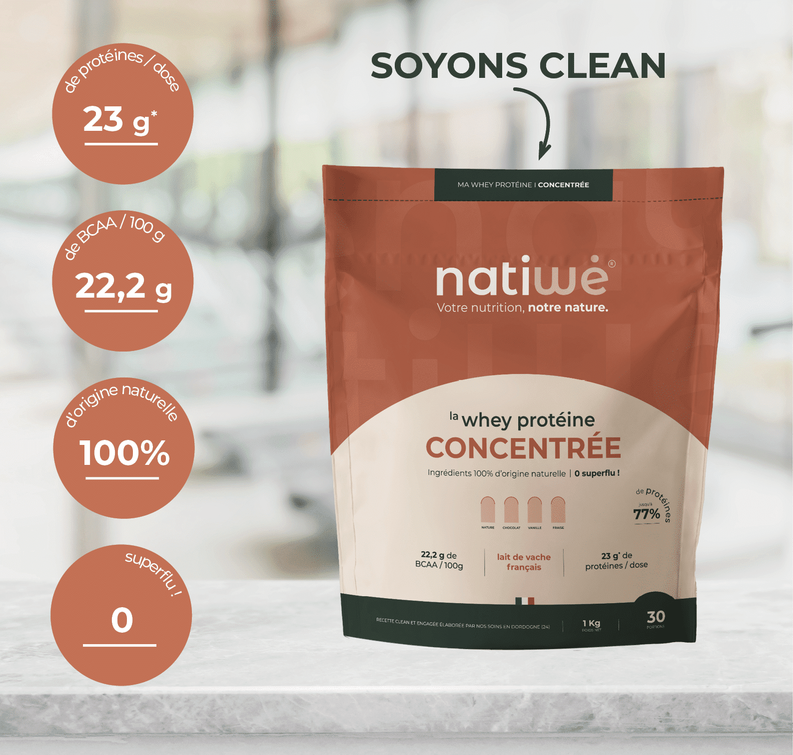 Whey protéine Concentrée - soyons clean - Natiwé